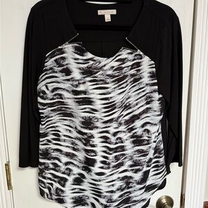 George Simonton Black and White Patterned Blouse